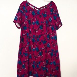 Lane Bryant Floral Tie Back Shirt Dress 18/20 Pink